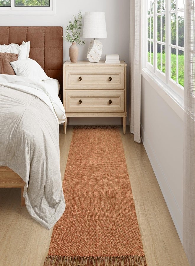 Collive Long Hallway Runner Rug 2.6' x 8', Washable Runners Indoor Entryway Rugs, Terracotta Braided Woven Kitchen Carpets Low-Profile Front Door Floor Carpet for Laundry Room Bedroom - Image 5